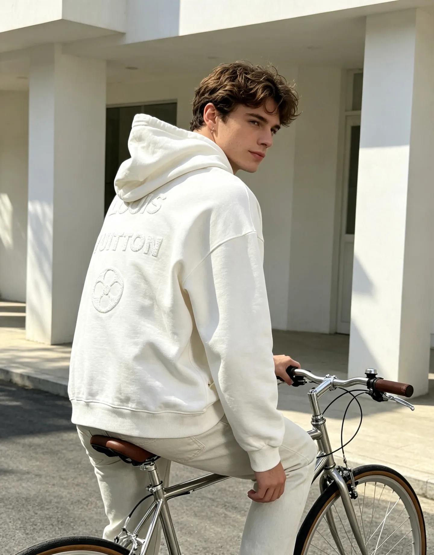 Louis Vuitton/Louis Vuitton dark woven letter logo embroidered hooded sweatshirt